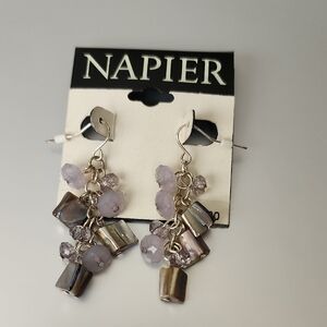 NWT Napier Dangle Drop Irregular Geometric Beaded Earrings NICKEL FREE